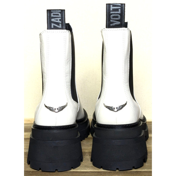 Zadig & Voltaire Boots Womens 10 EU 41 White Ride Chelsea Leather NEW SWCT00804 - Picture 7 of 12